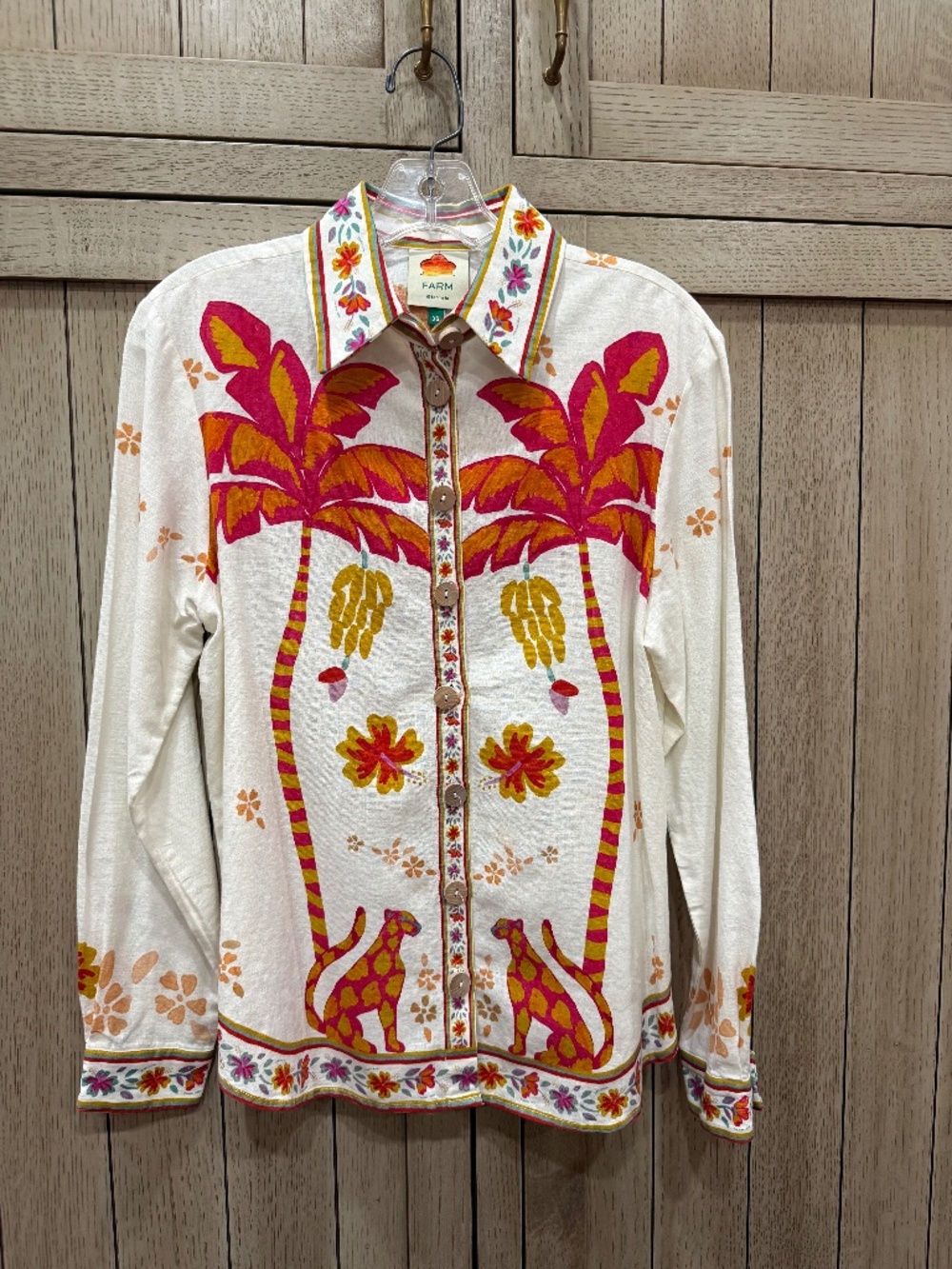 FARM Rio Long Sleeve Button Up Top, Size XS